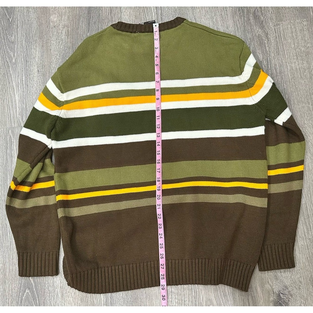 VTG Y2K SOUTHPOLE‎ Sweater Green Brown Striped 100% Acrylic Pullover Sweater - Picture 9 of 16